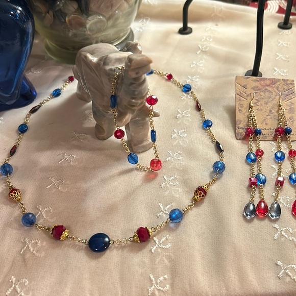 Gold Hot & Cold Glass beaded Jewelry Set - Picture 1 of 16